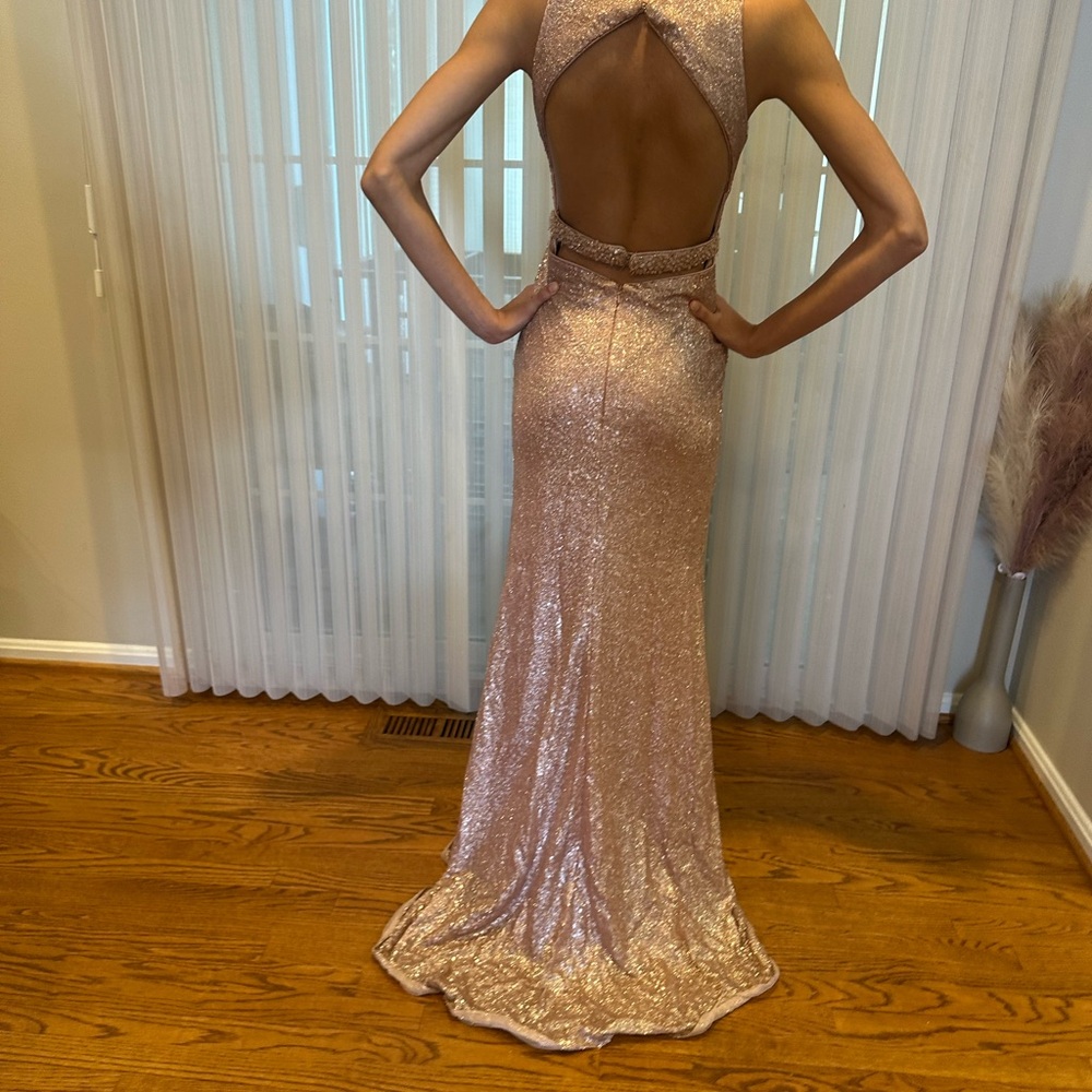 Elegant Rose Gold Evening Gown